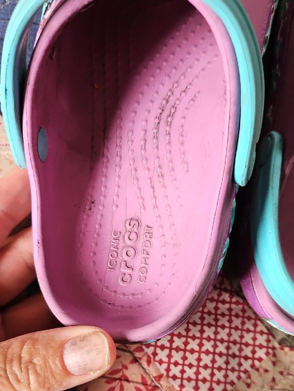 CROCS Kids Lavender Clogs with Teal Strap and Princess Jasmine - Picture 2 of 3